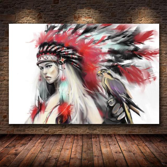 Canvas Painting Indian Aboriginal Woman Wall Art Canvas Posters and Prints Print Pictures for Home Living Room Decoration