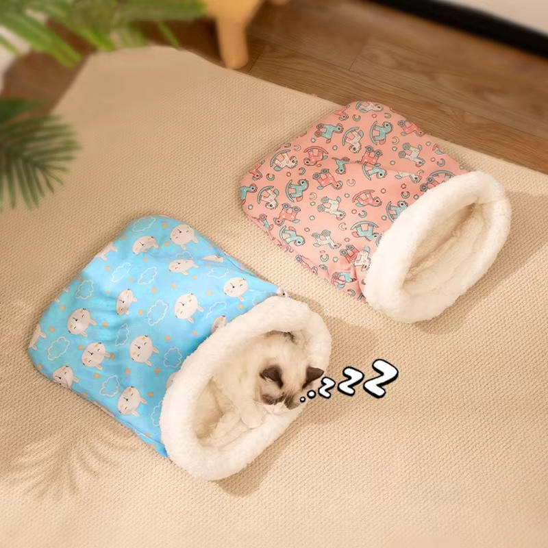 Sleeping Bag Nest Winter Warmth And Cold Proof Semi-enclosed Pet Kitten Nest Universal Pet Comfort Bedding Pet Supplies