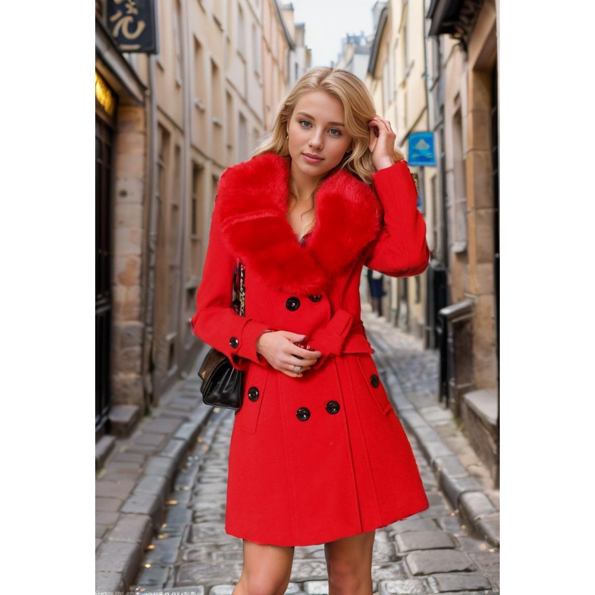 Autumn Winter Women`s Double Breasted Wool