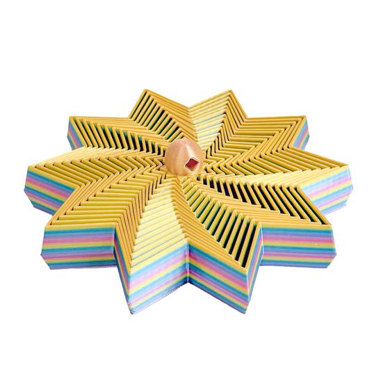 Expanded Sensory Fidget Star Whirling Spiral Star Fidget Toy Spinning Tower Flexible Star with Handle for Stress Anxiety Relief Home Office Desk Toy