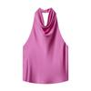 Style Européen et Américain Nouveaux Vêtements pour Femmes Sans Manches Tendance Satin Texturé Col Halter Top 2231399