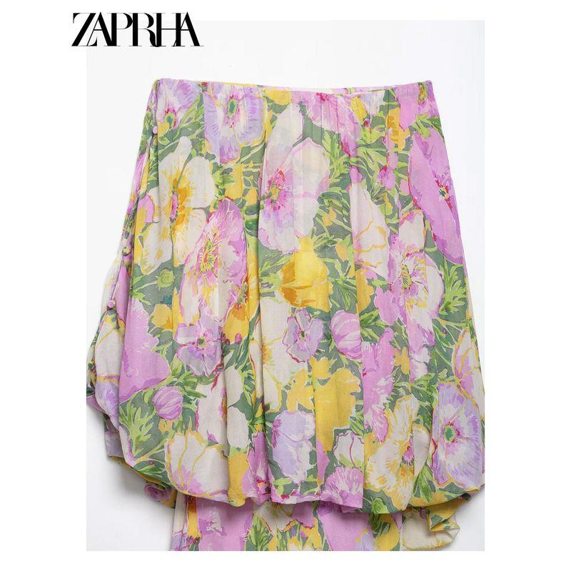 Zaprha 2025 New Arrival Gentle Unique Beautiful Flowers Print off-the-Shoulder Tube Top Dress 3096152
