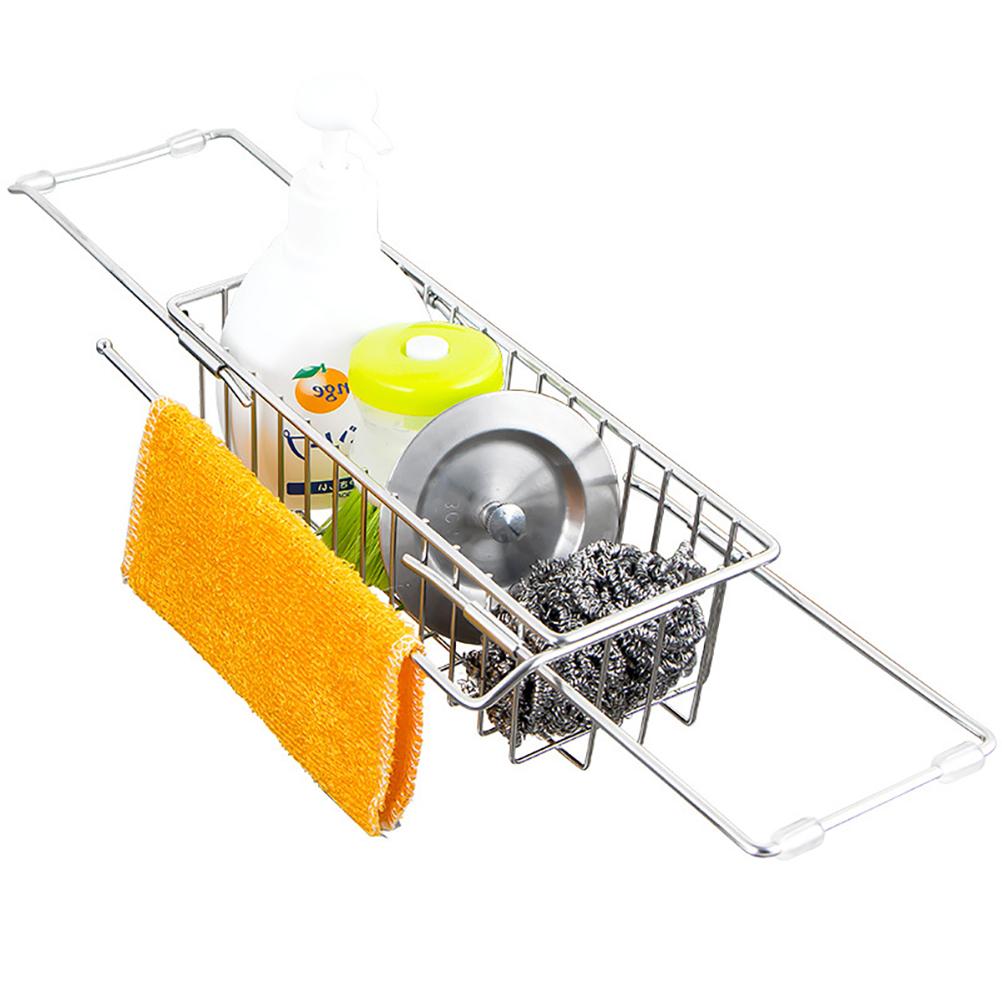 Sink Storage Rack Stainless Steel Telescopic Sink Organizer Kitchen Drain Rack Kitchen Sink Caddy Organizer For Sponge Brush