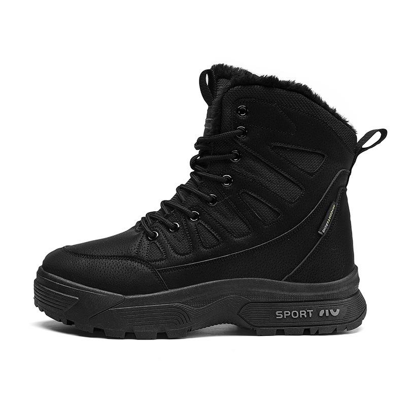 Men's Waterproof Martin Boots - High-Top, Thickened Plus Velvet for Winter Warmth, Non-Slip.