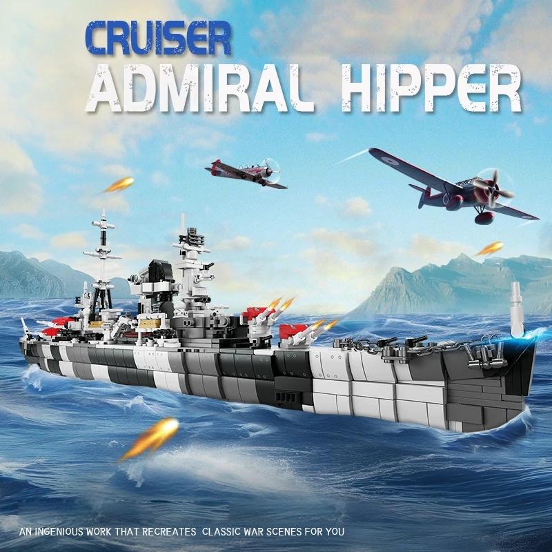 WW2 German Military World War 2 Battleship Class Cruise Ship Building Blocks Warship Cruiser Model Bricks Children Kids Toy Birthday Gift
