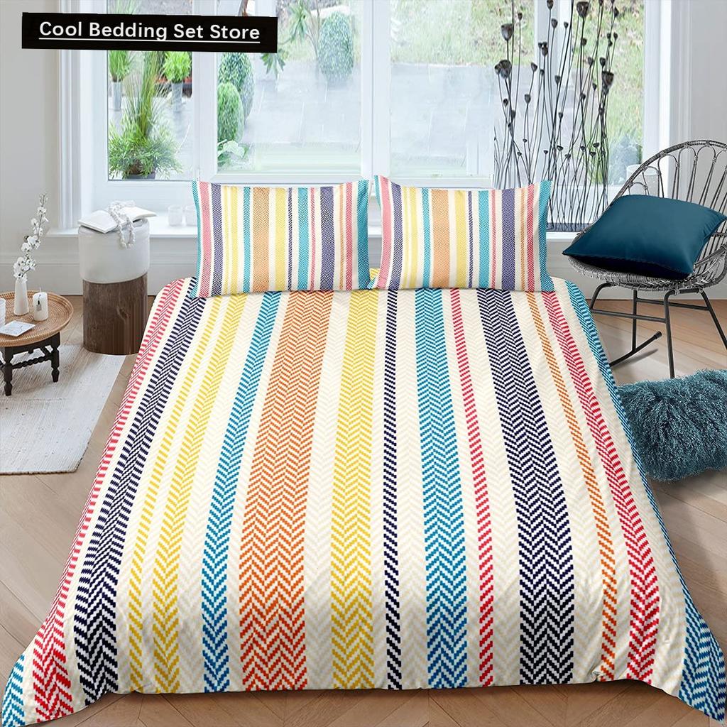 Cartoon Regenbogen König Königin Bettbezug Kinder Mädchen Bunte Wolken Bettwäsche Set Liebesherz Bettdeckenbezug Polyester Steppdeckenbezug