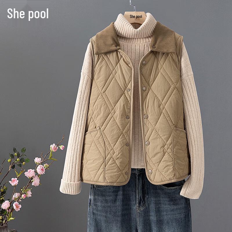 

Женский жилет без рукавов с лацканами, стеганый, из смесовой ягнячьей шерсти M