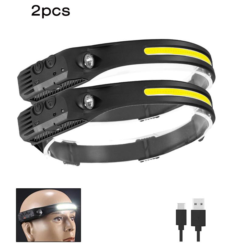 1-10PCS COB Induction Headlamp Built-in Battery Sensor Head Flashlight USB Rechargeable 5 Lighting Modes Waterproof Headlight