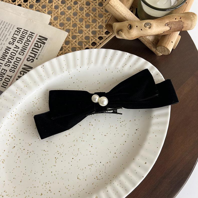 

Оксамитовий бант, заколка для волосся, чубчик, качечка, затискач для дзьоба. Головний убір Нові романтичні французькі аксесуари для волосся для жінок чорний