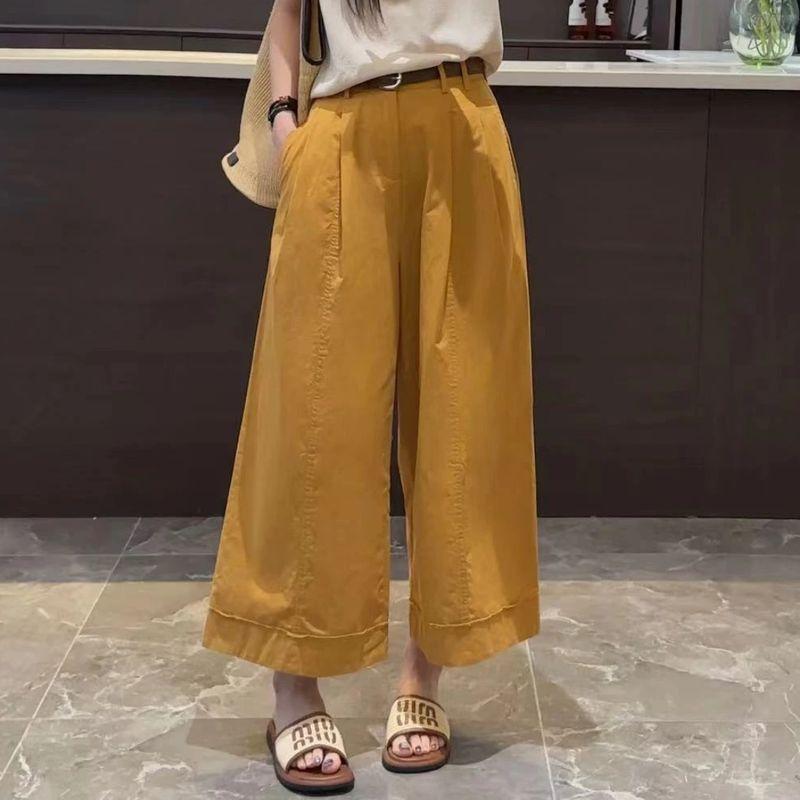 

Популярный в этом году летний костюм с вырезами, топы без рукавов, широкие брюки, модный молодежный комплект из двух предметов для невысоких Pants M(100-110)