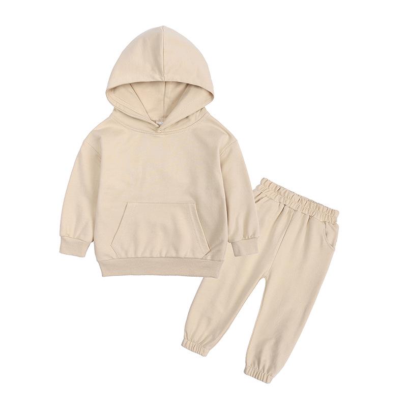 2026 Autumn/Winter European & American Boys' Solid Color Jacket Plus Velvet Hoodie & Long Pants Set (Middle & Big Kids)