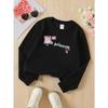 Floral Little Princess Design Girls' Crew Neck Fashion Sweatshirt, Autumn and Winter Western Style Top, Children's Long Sleeved T-shirt,