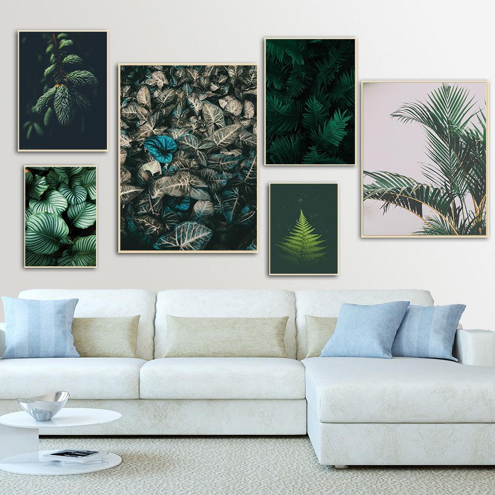 Modern Nature Canvas Painting Green Leaves Paintings Plant Pictures Tree Posters Prints for Living Room Decor Cuadros Wall Art