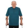 Mens Alzheimer Care T-Shirt Open Back Overlap Short Sleeve Lapel Zipper Neck Adaptive Top