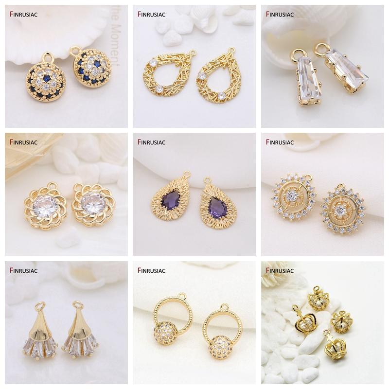 14K Goldplattiertes Messing Metall Sternform Kristall Anhänger für DIY Schmuck Halskette Ohrring Herstellung Zubehör