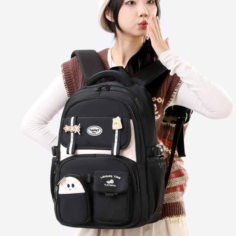 Lightweight High School Girls Schoolbag High Capacity Waterproof Wear-resistant Oxford Primary Junior High School Student Grades 3-9 Teenager Backpack