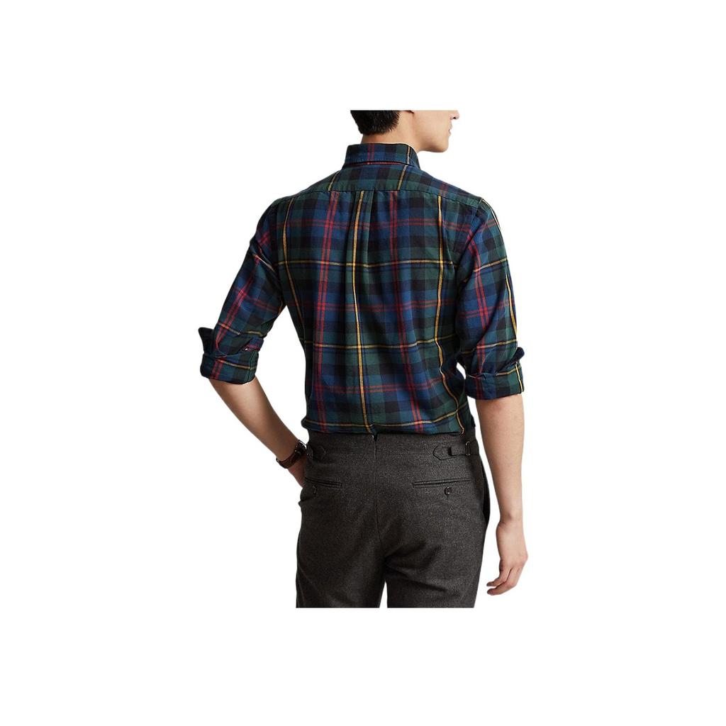 Polo Ralph Lauren FW22 Logo Plaid Print Long Sleeve Shirt Men shirts Navy 710885077-003