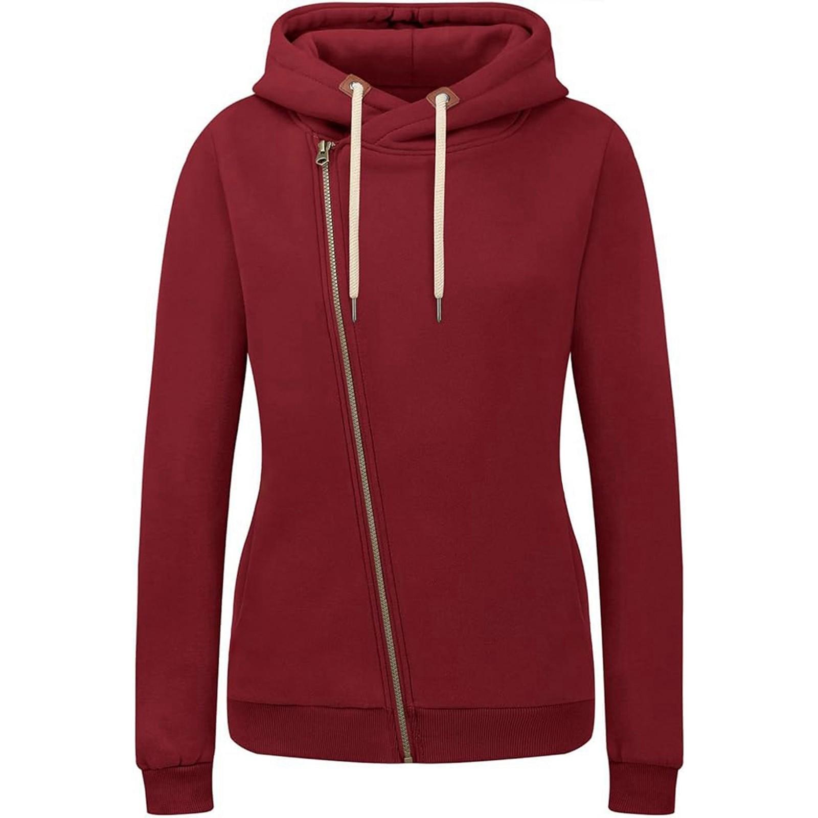 

Женские толстовки с капюшоном и карманами Женские однотонные толстовки с капюшоном на молнии XL винный