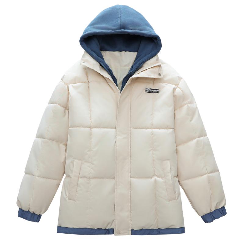 Fake Two Winter New Warm Cotton Clothes Couple Clothes Korean Version Thickened Hooded College Cotton-padded Clothes