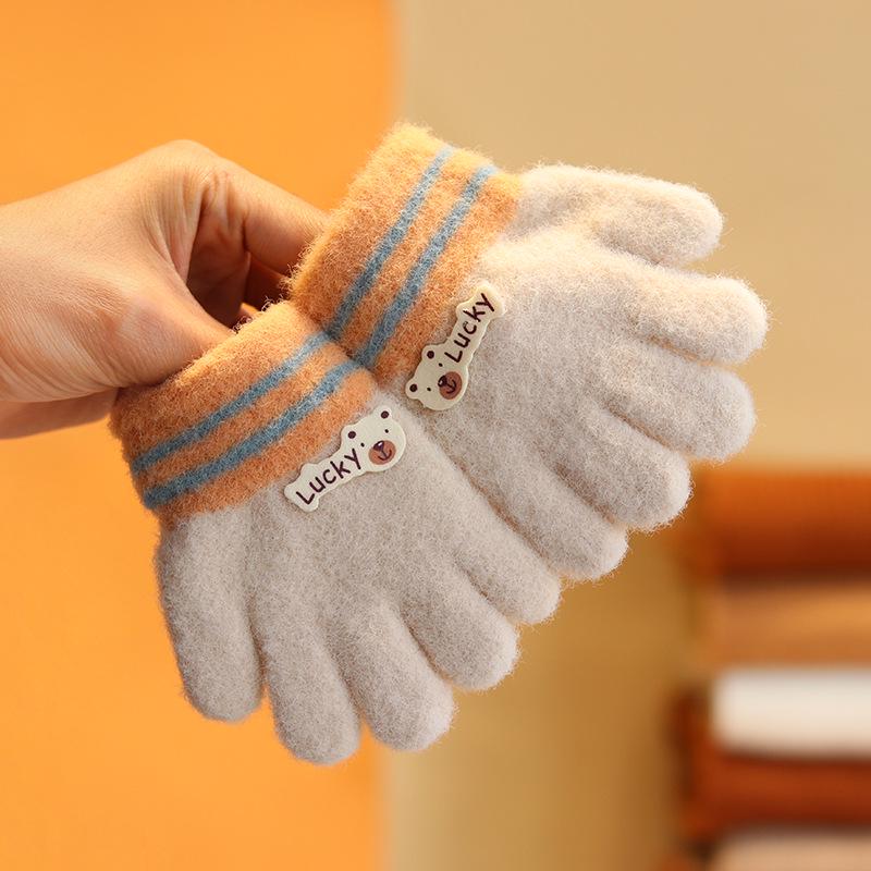 Knitted Winter Gloves for Kids: Cute and Warm Five-Finger Design for Boys and Girls