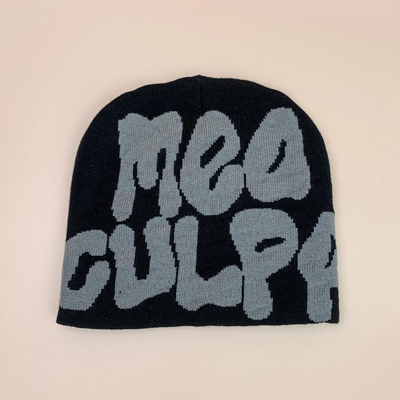 Cross-Border Wind Letter Jacquard Knitted Hat For Men And Women, Warm Contrasting Color, Hip-Hop Street Pullover Hat