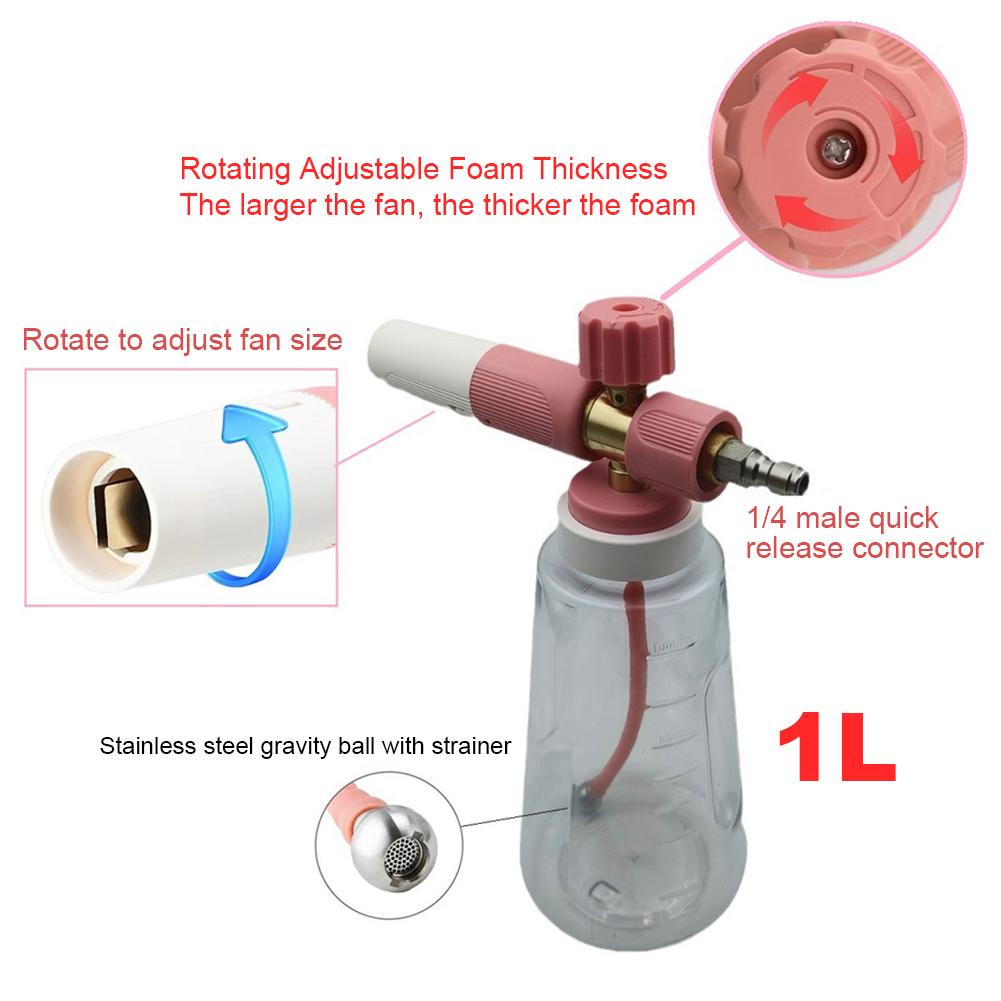 High Pressure Foam Sprayer Can 1/4 Quick Connect 1L Air Pressure Foam Sprayer Adjustable PA Cleaning Gun Car Washer Accessories