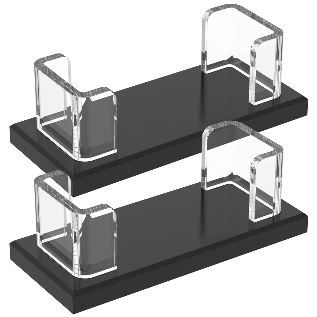 2Pcs Acrylic Business Card Holder Transparent Desk Cards Display Stand Office Flyer Pamphlet Rack Note Trade Shows