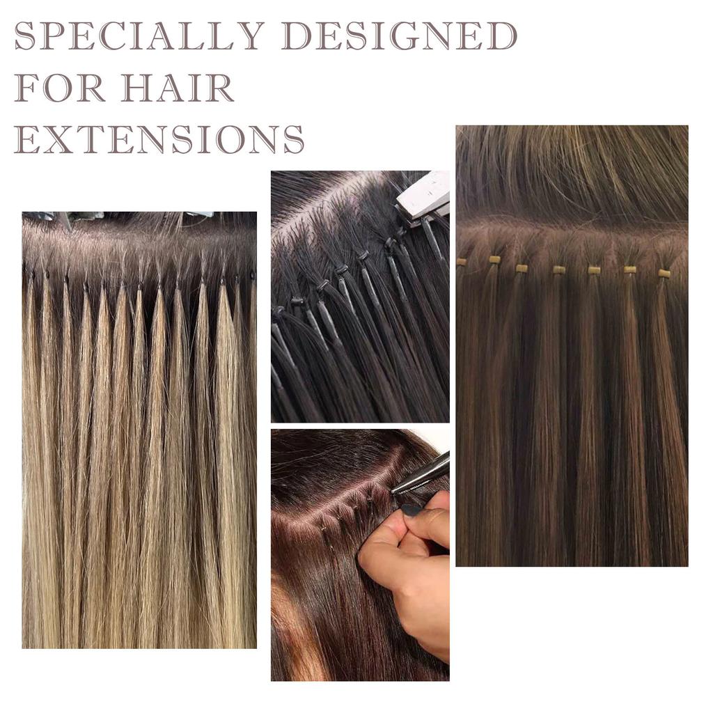 Haarverlängerungs-Werkzeugset Zange & Ziehnadel & Ringnadel & 200 Stück Nano-Silikonringe Ein Set für Frisuren