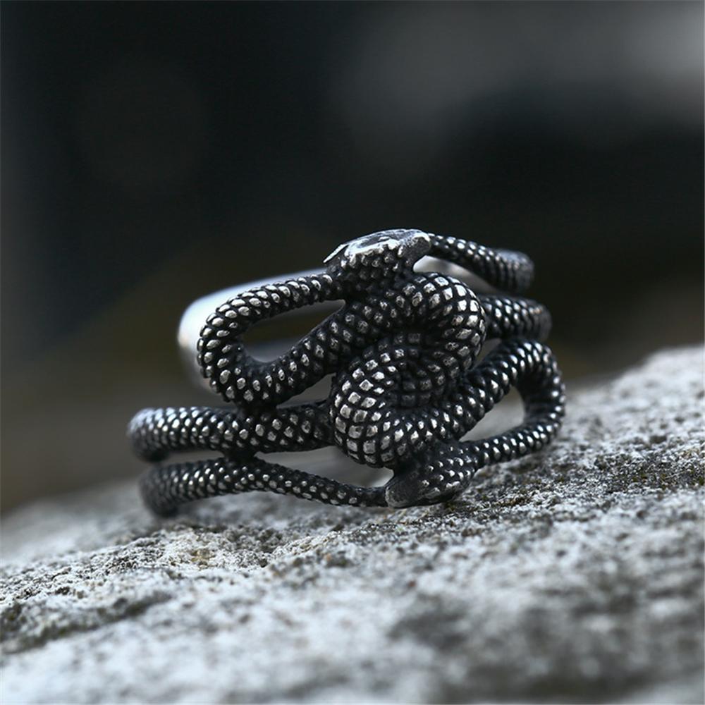 Punk Severská mytologie Jörmungandr Hadí prsten Muži Ženy Otevírací Nerezová ocel Ouroboros Viking Mužský Retro Islandské šperky Dárky