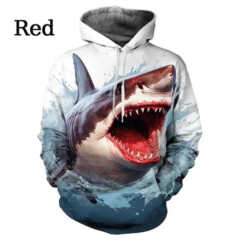 Fierce Shark Fishing Hoodie Men Y2k Pullovers 3D Whale Sealife Printed Hoodies Harajuku Fashion Streetwear Womens Clothing Hoody