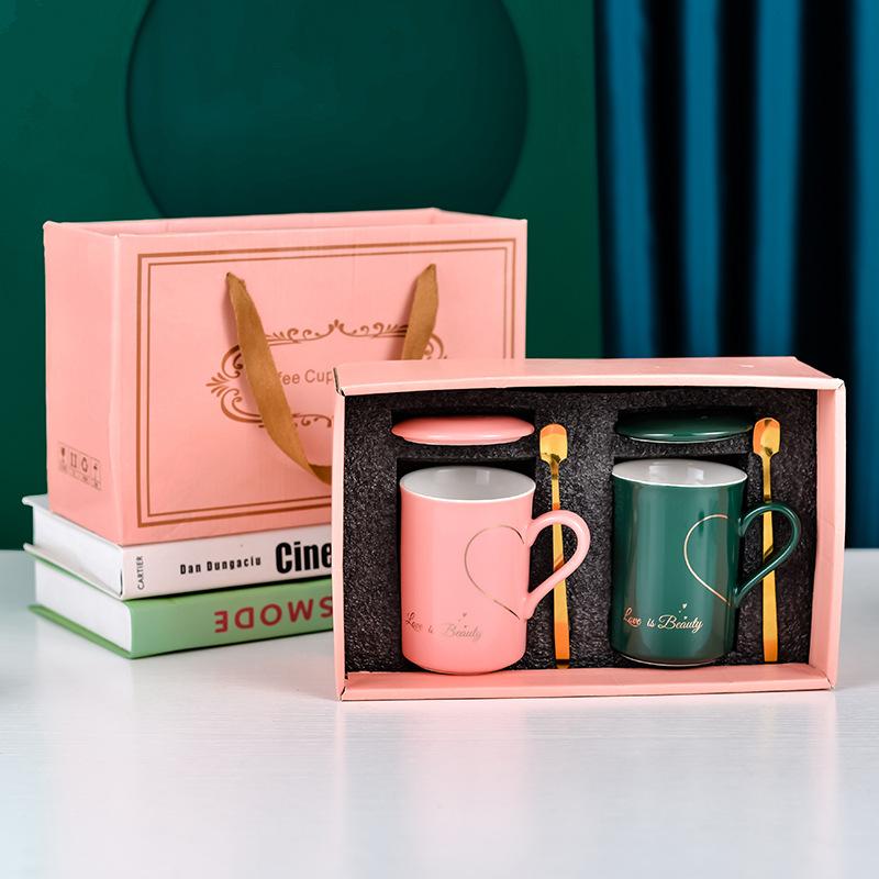 

День святого Валентина Набор чашек для влюбленных День святого Валентина Керамическая кружка Золотые украшения Открытие мероприятия Подарки 250ML