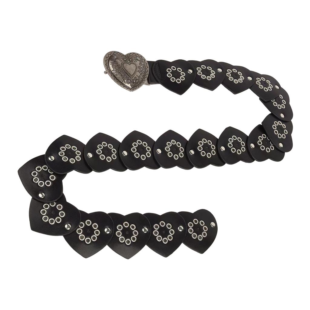 Hollowed Heart Shaped Belt Aesthetic Rivet Studded Belt Gothic Pants Belt Y2K Girl Waistband Female Western Waist Decors
