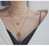 Gold Heart Letter Coin Necklace - Retro European American Style for Women
