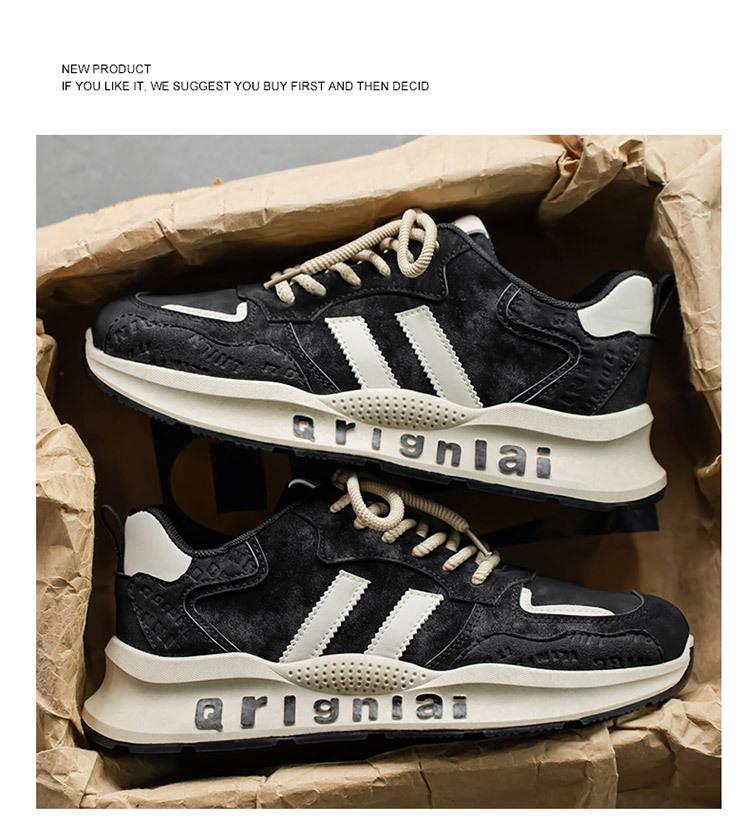 2025 Spring Men's Breathable Trendy Thick-Soled Sneakers - Casual Running Dad Shoes