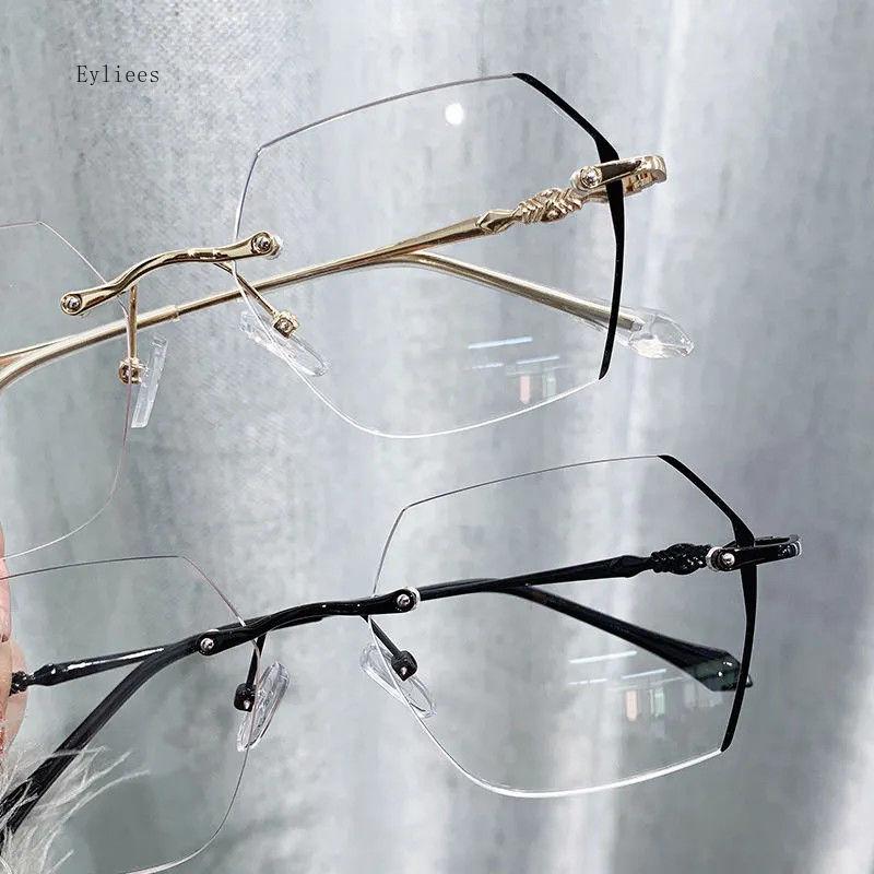 Mote blått lys blokkerer nærsynsbriller Innfatningsfri diamantskjæring Optisk resept kortsynte briller Dioptri 0~-4.0