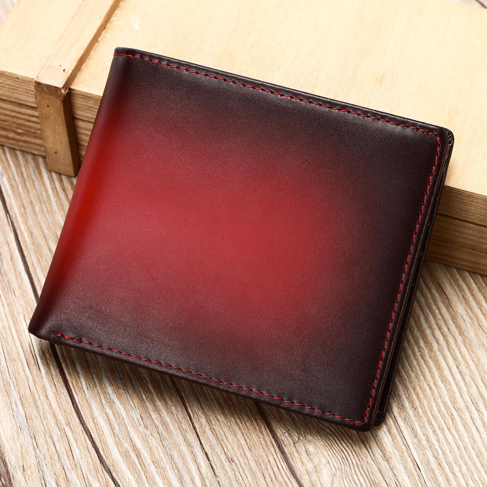 

Мужской кошелек из натуральной кожи с защитой от краж, винтажный кожаный зажим для денег, чехол для карточек с несколькими отделениями кофейный/красный