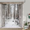 Winter Weihnachten Duschvorhang, Niedlicher Schneemann Winterwald Kiefer Szene Duschvorhang Für Badezimmer Rustikales Bauernhaus Weihnachten
