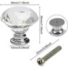 30mm Crystal Door Knobs With Screws. Set Of 6 Cabinet Knobs In Clear Crystal - PR
