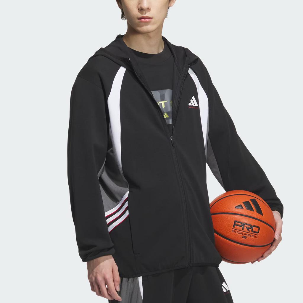 Adidas Basketball FW25 Hooded Loose Fit Zip Long Sleeve Jacket Men Jacket KC0330