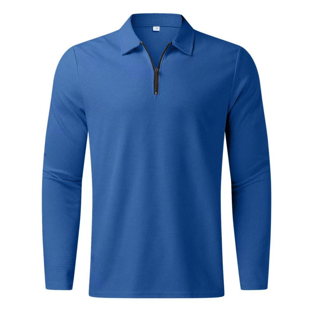European and American Autumn Zipper Long-Sleeved Men's Polo Shirt