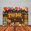 Tropische Tiki Bar Fotografie Hintergrund Blume Totem Banner Hawaii Meeresblick Hintergrund Babyparty Kindergeburtstagsparty Dekoration