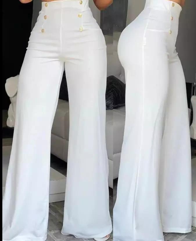 Women's Mid Rise Flare Pants Slim Fit Double Button Detail Elegant Solid Color Spring Slight Stretch Commuter Dressy Casual Trousers