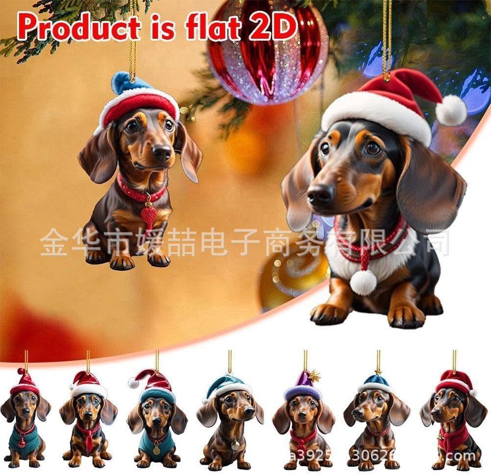 Cute Cartoon Sausage Dog Car Pendant Keychain Christmas Home Decor