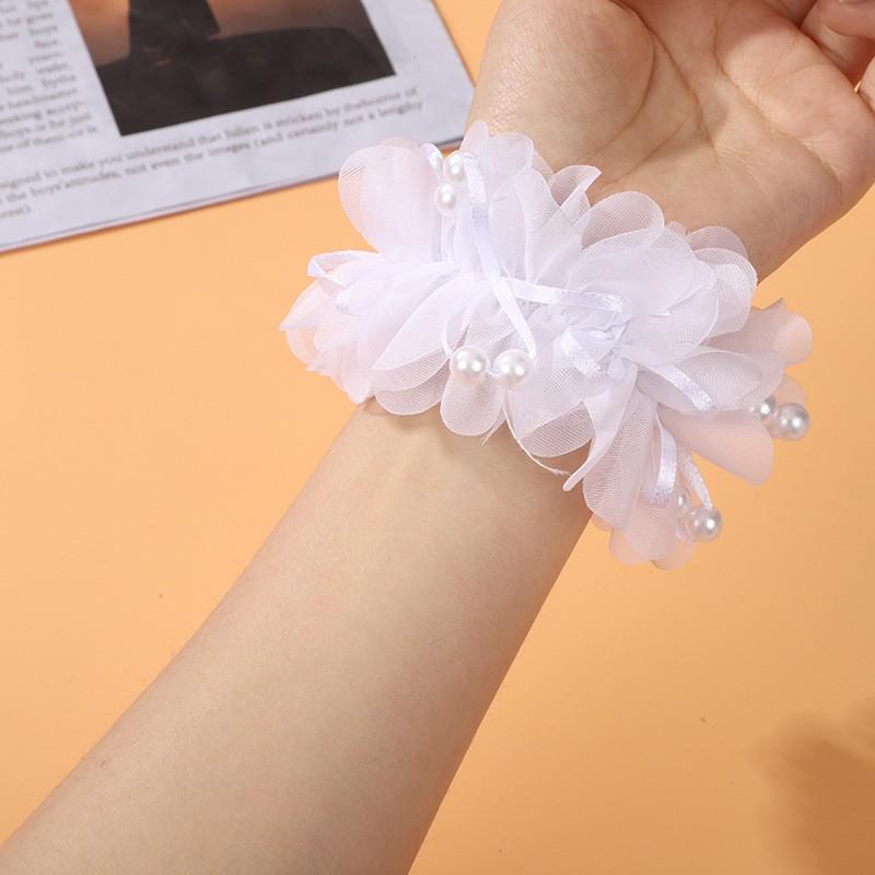 Children's Cute Head Flower Pearl Princess Little Girl Ball Hair Rings Circle Rubber Band Styling Tools Accessories