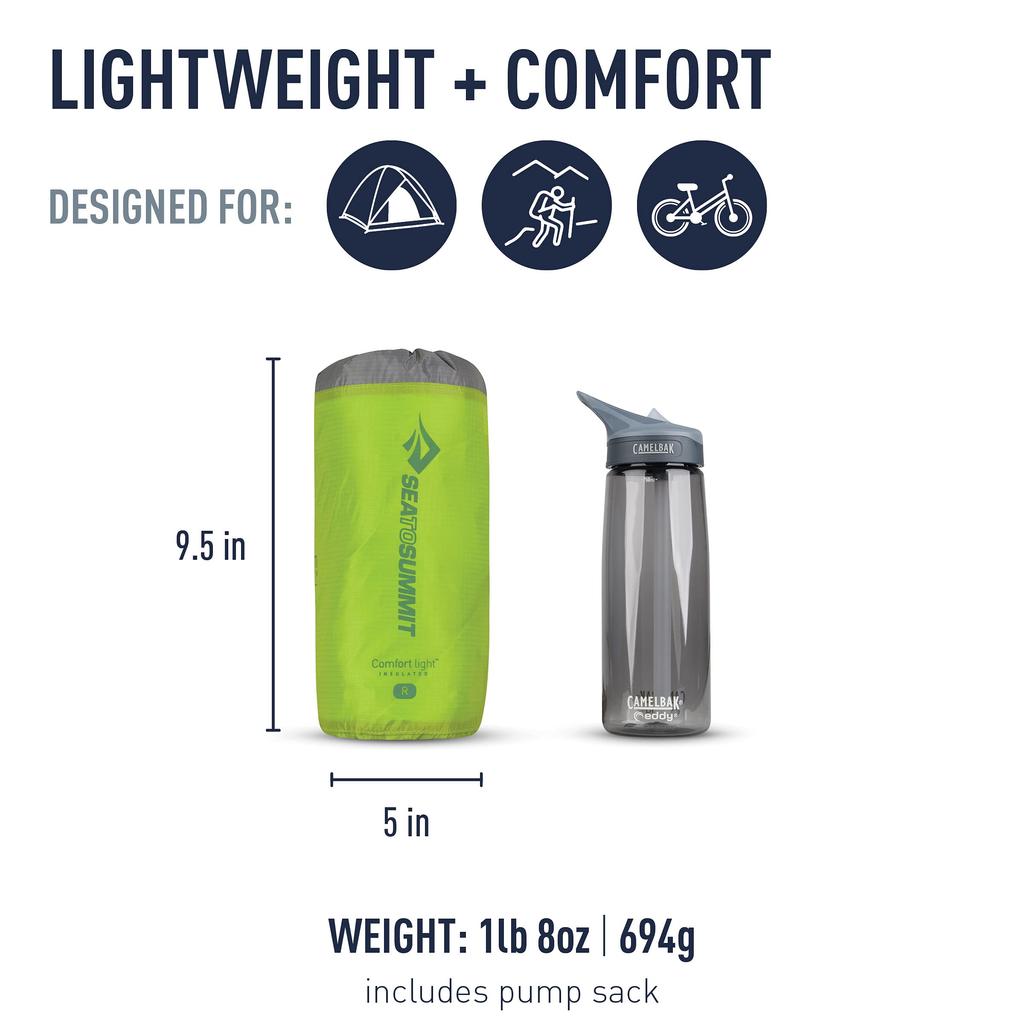 Sea To Summit Comfort Light Insulated Sleeping Pad for Backpacking and Camping Regular (72 X 21.5 X 2.5 Inches)