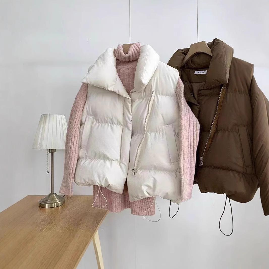 

Жилет женский весенне-осенний новый 2025 корейская версия свободный жилет воротник-стойка однотонный хлопковый жилет куртка XXL хаки