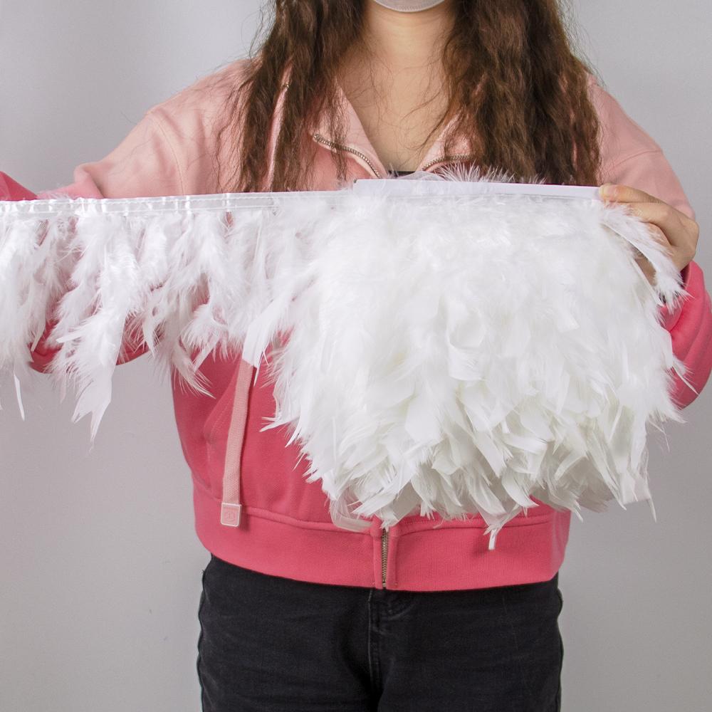 Multicolor Natural Turkey Feather Trim Ribbon 4-6 Inches Fluffy White Marabou Feathers Trims Lace for Party Skirt Clothing Decor