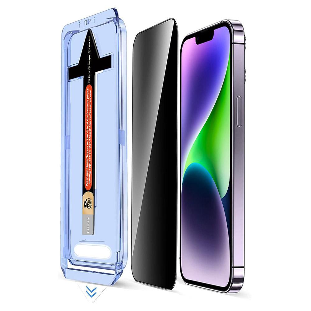 

For iPhone 14 Plus Anti Spy Tempered Glass Screen Protector with Automatic Dust Removal Tool Type A
