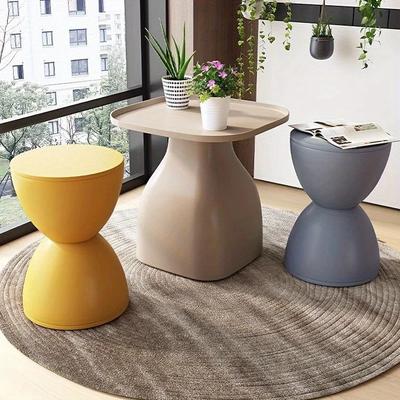 Hourglass Round Stool, Shoe Changing Stool - Colorful Geometric Aesthetics Design, Suitable for Modern Style Home Decor