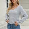 Women's  And Winter  Solid Round Neck Long Sleeve Knit Sweater Pullover Sweater